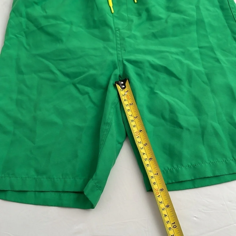 Lands End green mesh lined drawstring swim trunks